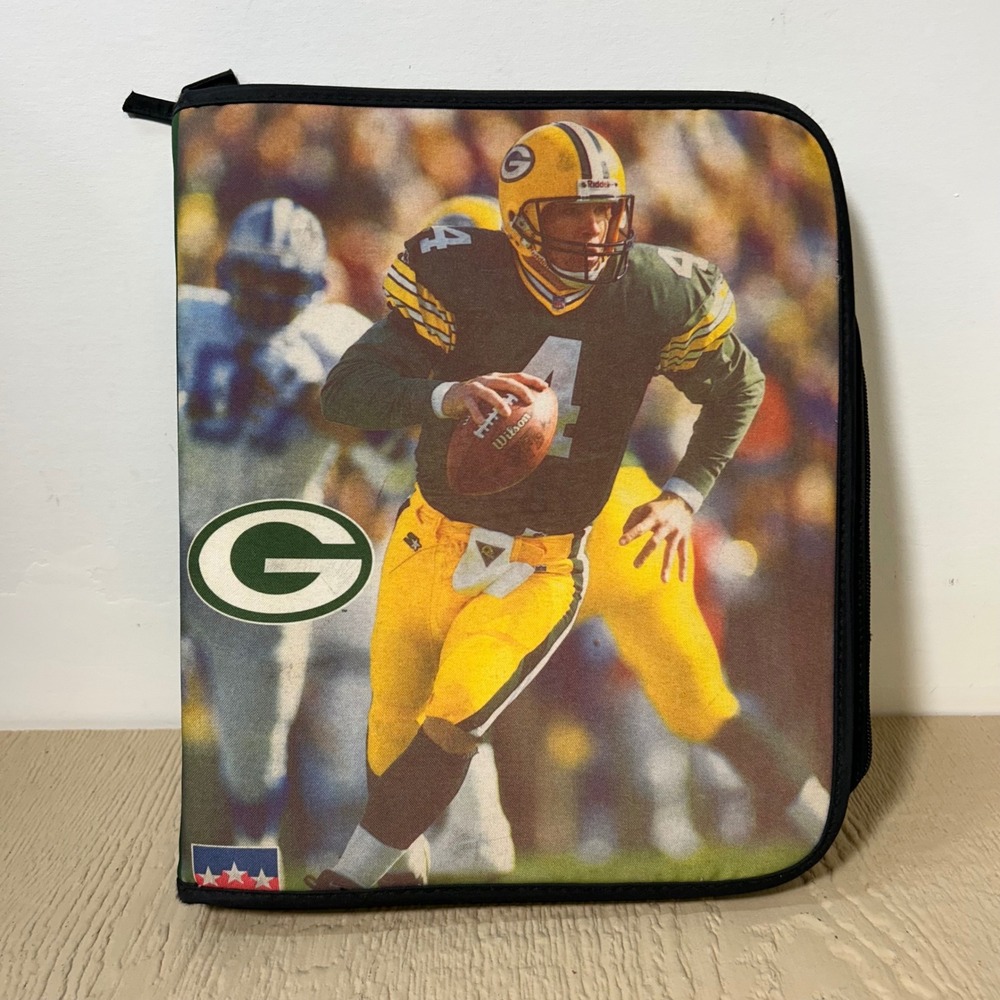 NFL Green Bay Packers Brett Favre Zippered Binder Green Vintage Play‎ Football